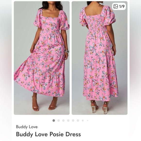 Buddy Love Dresses & Skirts - Buddy love poise cottage core puff sleeve tiered cotton floral midi dress
